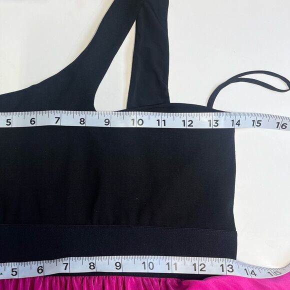 Michelle Mason One Shoulder Colorblock Silk Dress in Hot Fuchsia Pink and Black - Picture 13 of 13